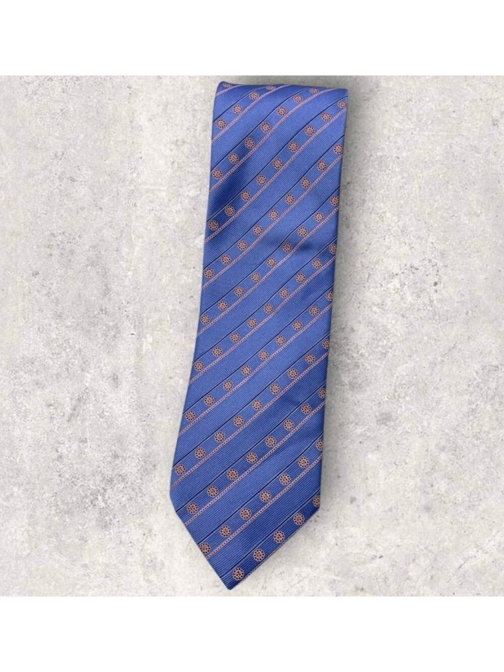 ITALO FERRETTI Silk Tie ITALY Blue Red Striped Floral W:3.5" EUC